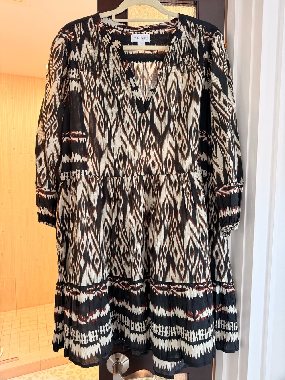 Velvet by Graham & Spencer Boho Ikat Tiered Mini Dress - XL